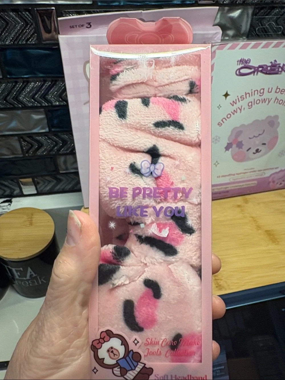 Hello Kitty & Creamie Shop Pink Plush Headband - Cute Skincare Accessory